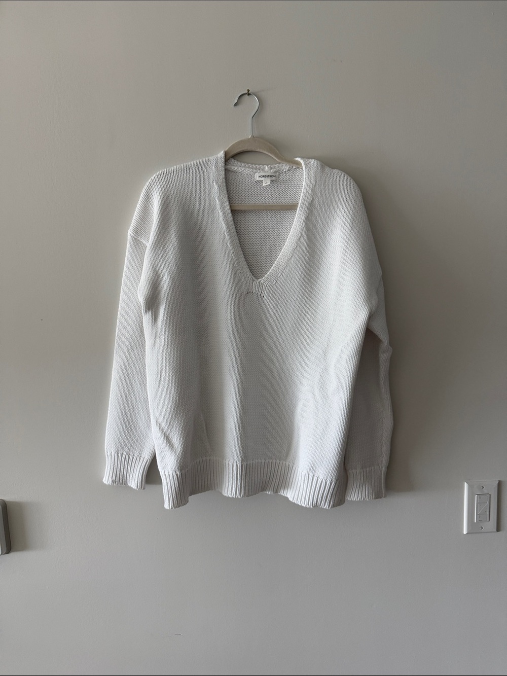Nordstrom Cream V-Neck Knit Sweater